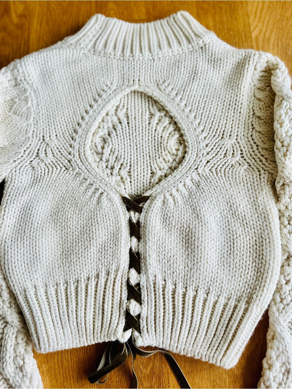Zara Cream Cable Knit Cropped Turtleneck Sweater - Picture 5 of 5